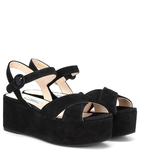 prada black suede stud embellished platform sandals|prada platform sandals sale.